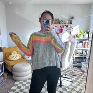 Free People See the Rainbow Striped sweater Alpaca Blend Cozy Soft XS